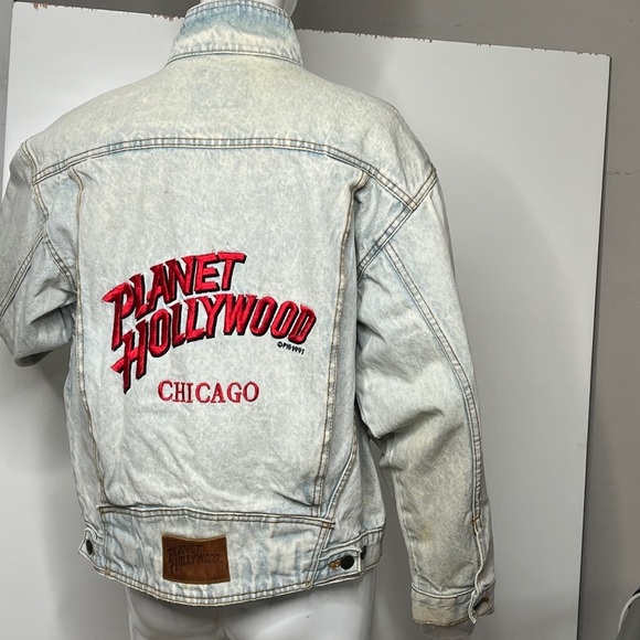 Planet Hollywood Chicago Sz S Vintage 1991 Acid Washed Loose Fit Denim Jacket - Picture 2 of 13